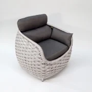 Lounge-Sessel Lilienstein aus Stahl und XL-Rope-Geflecht aus Polyester in den Farben Grau und mit bequemen Rückenkissen und Sitzpolster