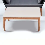 Lounge-Tisch Heidenau mit 100 Zentimeter Länge und 60 Zentimeter Breite aus Akazienholz in den Farben Braun und Grau