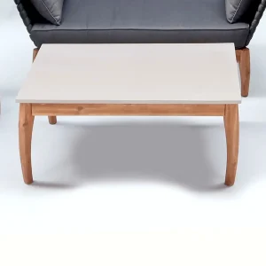 Lounge-Tisch Heidenau mit 100 Zentimeter Länge und 60 Zentimeter Breite aus Akazienholz in den Farben Braun und Grau