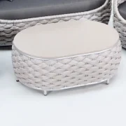 Lounge-Tisch Lilienstein mit 90 Zentimeter Länge und 60 Zentimeter Breite aus Stahl und Rope-Geflecht aus Polyester in der Farbe Grau