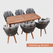 heller Möbel-Set Albertstadt bestehend aus 4 Stühlen und einem Esstisch aus Akazienholz und Stahl sowie Rope-Geflecht in den Farben Braun Schwarz und Pfeffer/Salz