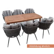 heller Möbel-Set Albertstadt bestehend aus 4 Stühlen und einem Esstisch aus Akazienholz und Stahl sowie Rope-Geflecht in den Farben Braun Schwarz und Pfeffer/Salz