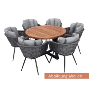 heller Möbel-Set Gompitz 5 bestehend aus 6 Stühlen Cotta und einem runden Esstisch aus Akazienholz und Stahl