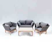 heller Möbel-Set Heidenau bestehend aus 2 Lounge-Sesseln und einem Lounge-Tisch sowie einer Lounge-Sitzbank in den Farben Grau und Braun