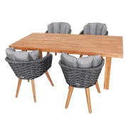 heller Möbel-Set Briesnitz 2 bestehend aus 4 Stühlen Bastei und einem Esstisch aus Akazienholz