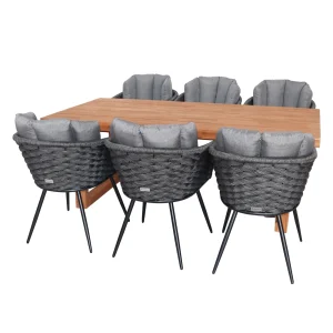 heller Möbel-Set Briesnitz 3 bestehend aus 6 Stühlen Bühlau und einem Esstisch aus Akazienholz