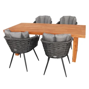 heller Möbel-Set Briesnitz 4 bestehend aus 4 Stühlen Bühlau und einem Esstisch aus Akazienholz