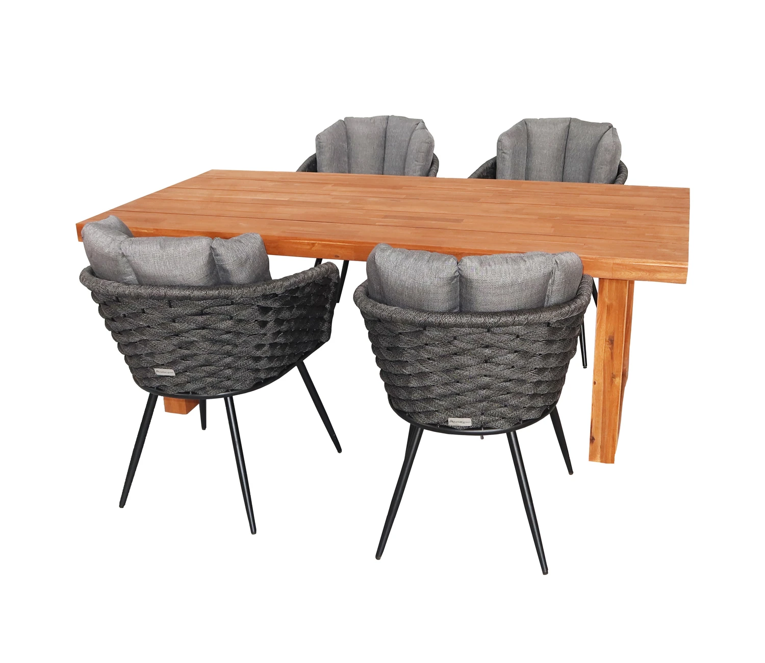 heller Möbel-Set Briesnitz 4 bestehend aus 4 Stühlen Bühlau und einem Esstisch aus Akazienholz