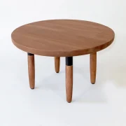 kleiner runder Beistelltisch der Möbel-Serie Wachwitz aus Edelstahl und Akazienholz in der Farbe Schwarz/Braun