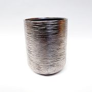 heller Vase HLO-016A/13DB - edle handlackierte Vase in der Farbe Silber aus Polyuresin mit einer Höhe von 46 Zentimetern und Durchmesser 38 Zentimetern