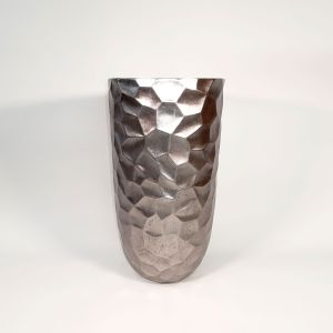 heller Vase HLO-026C/13DB - edle handlackierte Vase in der Farbe Silber aus Polyuresin mit einer Höhe von 75 Zentimetern und Durchmesser 41 Zentimetern