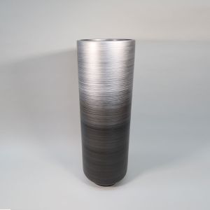 heller Vase-PMT-058A-13 - edle handlackierte Vase in der Farbe Silber/Schwarz aus Polyuresin mit einer Höhe von 100 Zentimetern und Durchmesser 34 Zentimetern