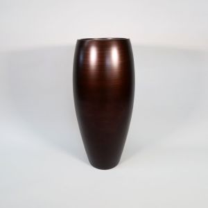 heller Vase PMT-067A/6 - Edle handlackierte bauchige Vase in der Farbe Kaffee/Braun aus Polyuresin mit einer Höhe von 65 Zentimetern und Durchmesser 35 Zentimetern