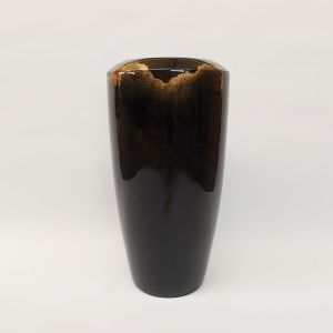 heller Vase PMT-153A/1 - edle handlackierte Vase in der Farbe Schwarz/Gold aus Polyuresin mit einer Höhe von 90 oder 105 Zentimetern und Durchmesser 46 Zentimetern.