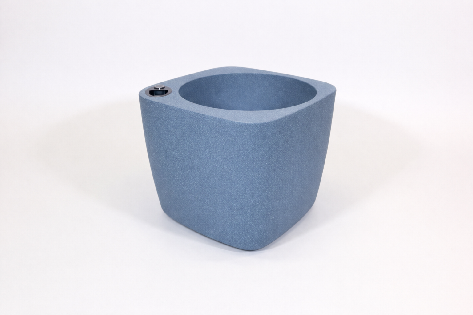 Selbstbewässerndes Pflanzgefäß „podd LOCKWITZ“ in der Farbe Taubenblau Naturstein